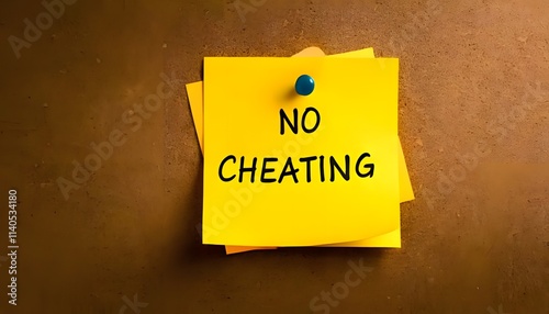 a sticky note of reminder not to cheat