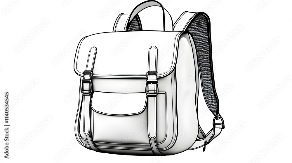 Fototapeta premium Stylish White Backpack with Adjustable Straps and Flap Closure
