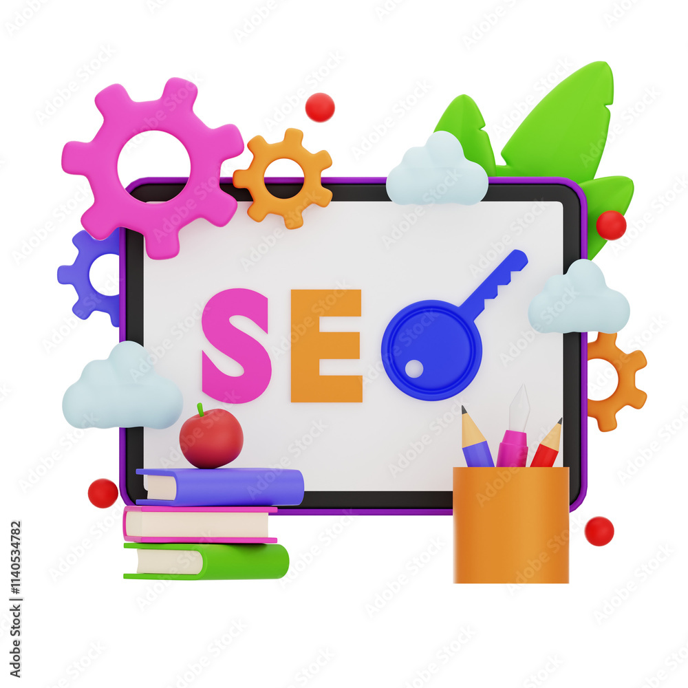 SEO Scene 3D Illustration SEO Scene 3D Illustration