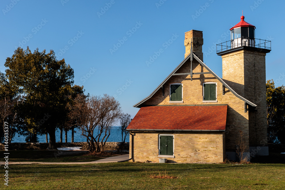 Eagle Bluff Lighthouse overlooking Green Bay within Peninsula State Park, Fish Creek, Wisconsin, Eagle Bluff Lighthouse overlooking Green Bay within Peninsula State Park, Fish Creek, Wisconsin,