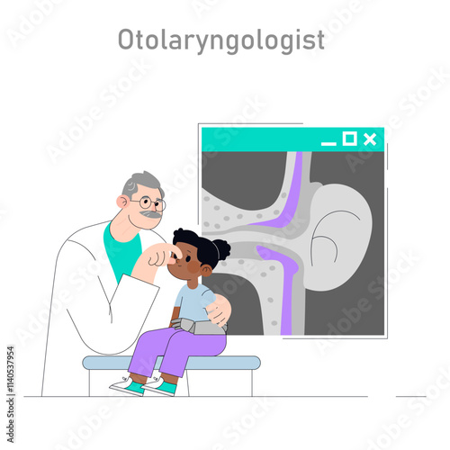 Medical Visits for Inclusive Children. Flat Vector Illustration