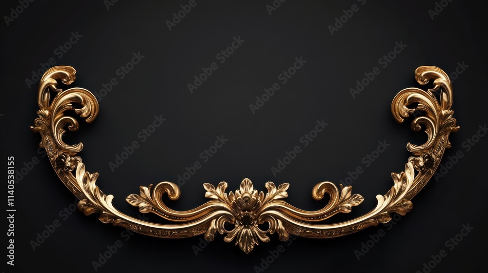 Ornate Golden Frame with Decorative Floral Elements on Dark Background Ornate Golden Frame with Decorative Floral Elements on Dark Background