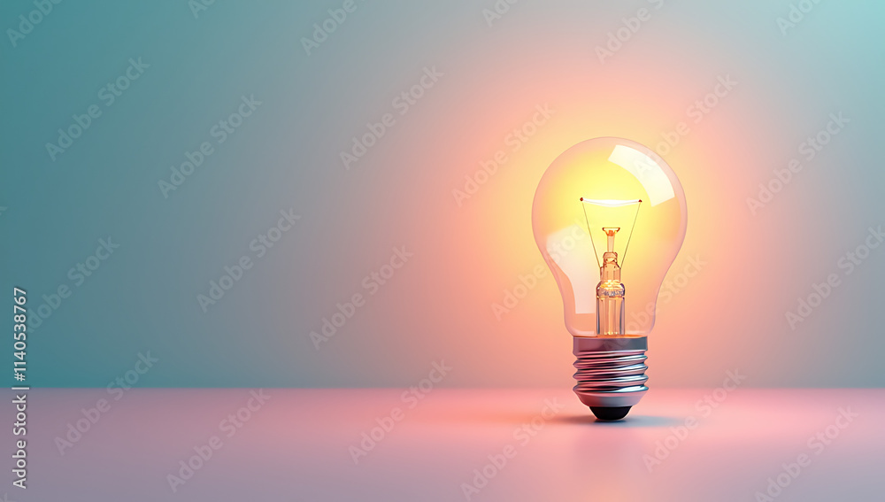 Illuminating ideas and innovative concepts emanate from a lightbulb situated amidst a soothing pastel colored backdrop of creative inspiration._00001_ Illuminating ideas and innovative concepts emanate from a lightbulb situated amidst a soothing pastel colored backdrop of creative inspiration._00001_