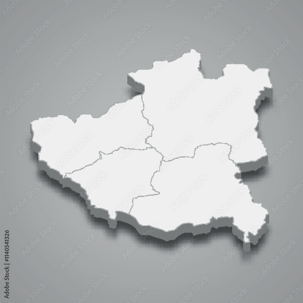 3d isometric map of Diber is a region of Albania 3d isometric map of Diber is a region of Albania