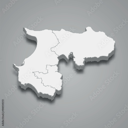 3d isometric map of Durres is a region of Albania