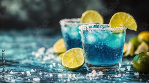 Refreshing cocktails served in elegant glasses with lime garnishes at a festi...