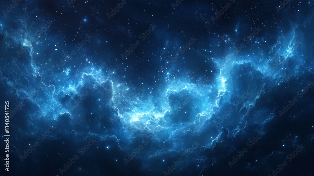 Deep blue cosmic clouds with twinkling stars Deep blue cosmic clouds with twinkling stars