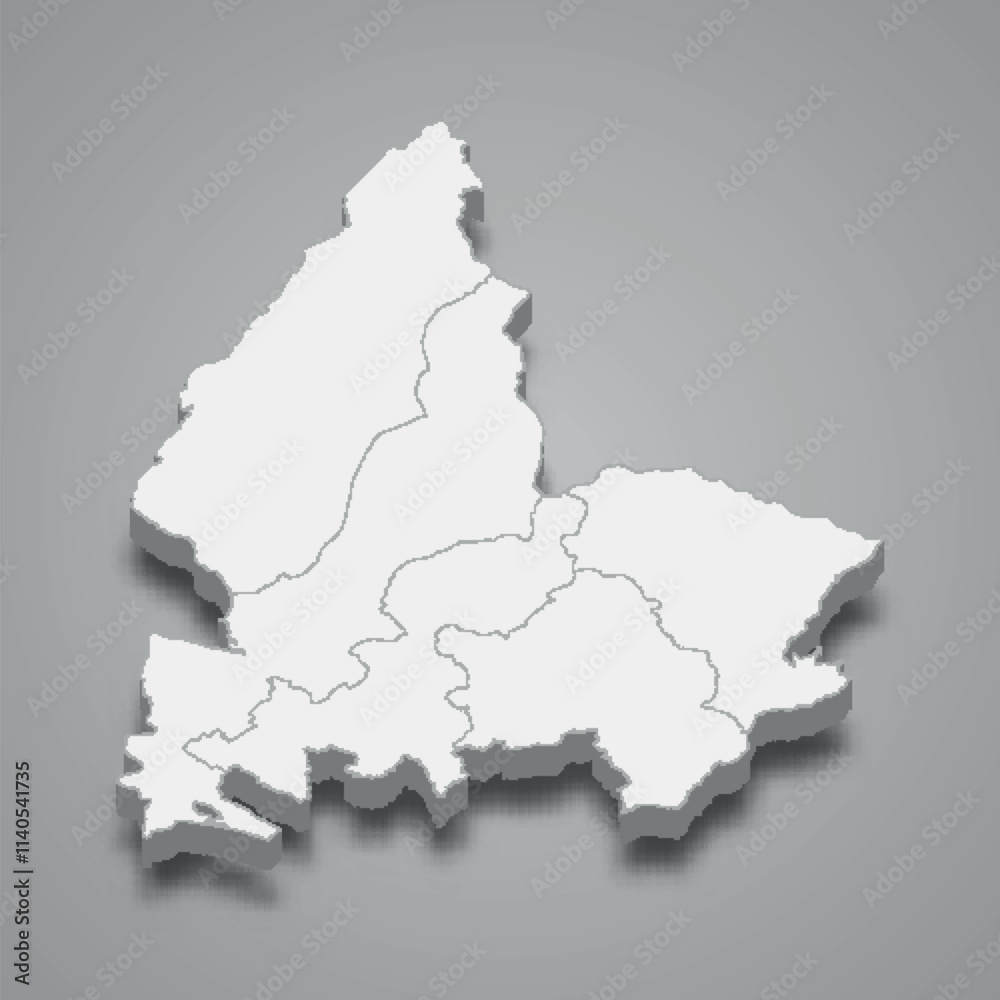 Obraz premium 3d isometric map of Shkoder is a region of Albania