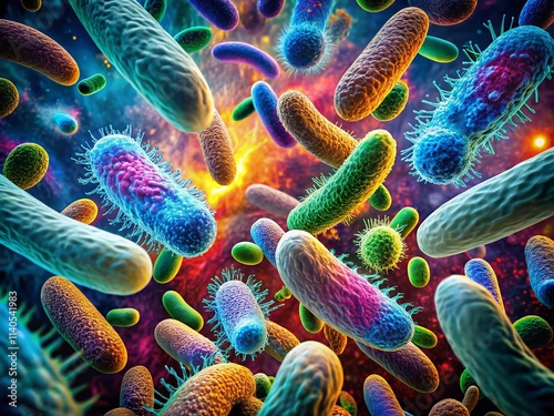 Microscopic Listeria Monocytogenes Bacteria: Surreal Photorealistic Rendering of Foodborne Illness photo