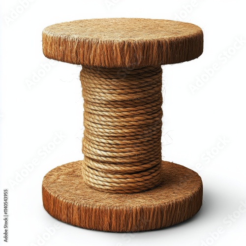 Cat relaxing on a scratching post during indoor playtime in a cozy home setting
