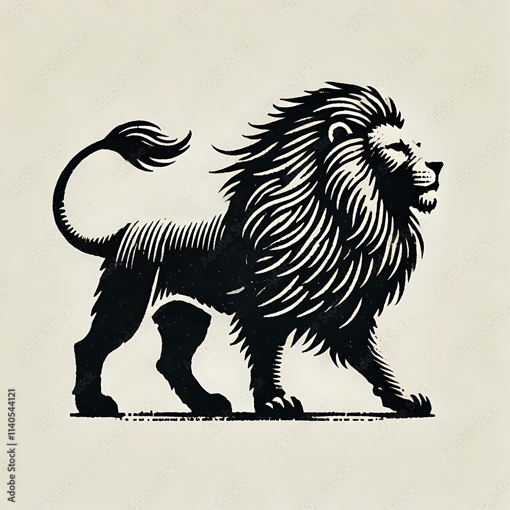 Fototapeta premium Stylized illustration of a majestic lion walking.