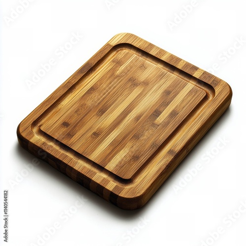 Bamboo cutting board with two circular wells suitable for preparation and pre...