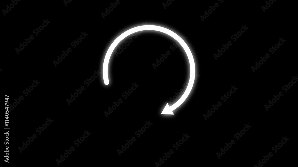Refresh with retry icon animation on black background.