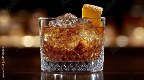 Refreshing cocktail served in a crystal glass with orange garnish and citrus ...