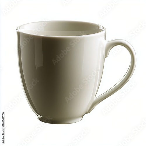 Elegant white ceramic cup with gold detailing on a light surface in a minimal...