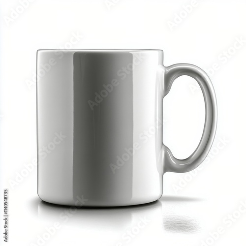 Elegant white ceramic cup with gold detailing on a light surface in a minimal...