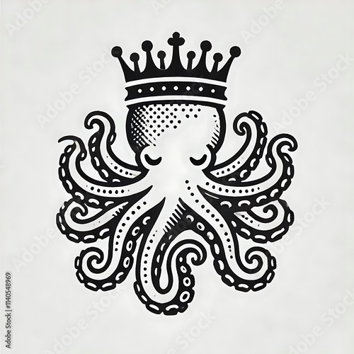 Stylized octopus with a crown design.