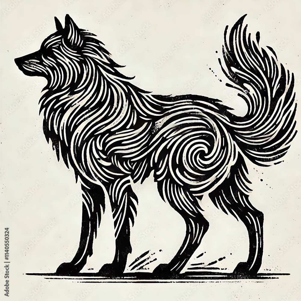 Obraz premium Stylized illustration of a standing wolf.