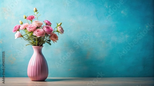 Wallpaper Mural Still life pastel colored vase flowers blue pink background Forced Perspective Torontodigital.ca