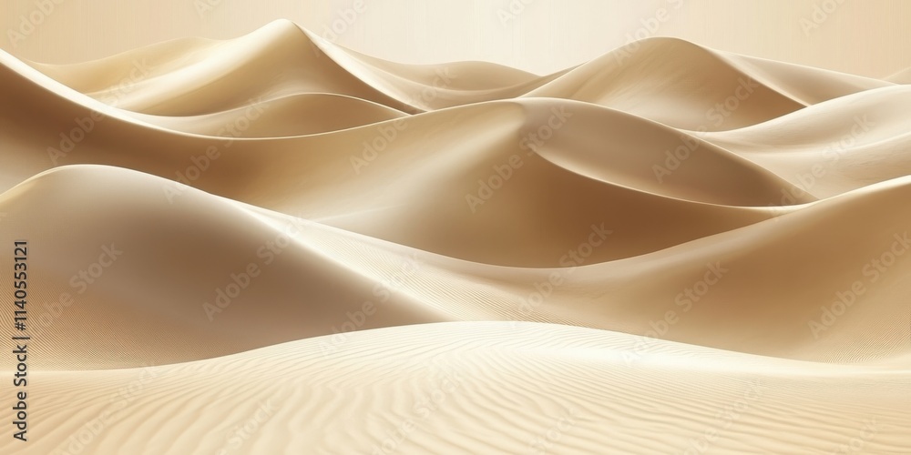 Soft, undulating golden sand dunes create a tranquil desert landscape bathed in warm, ambient light. Soft, undulating golden sand dunes create a tranquil desert landscape bathed in warm, ambient light.