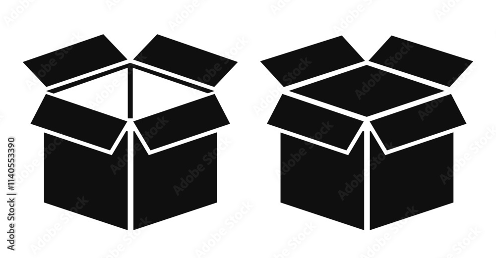 Open parcel box vector icon Open parcel box vector icon