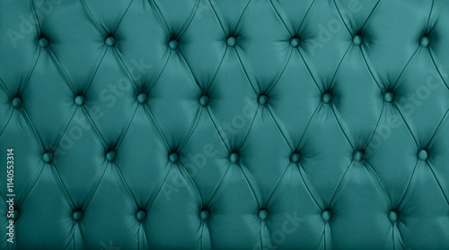 Teal leather capitone background texture