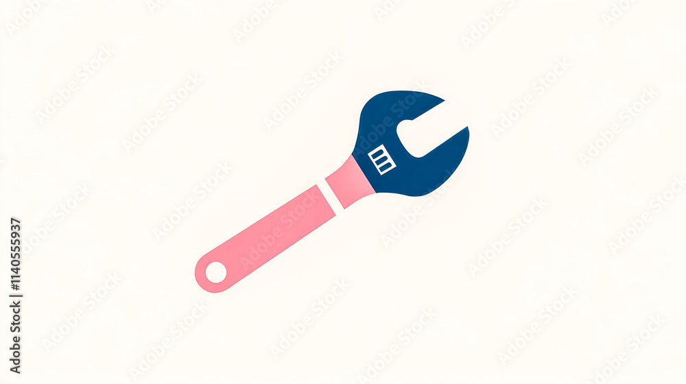 Pink and blue adjustable wrench icon representing maintenance and repair Pink and blue adjustable wrench icon representing maintenance and repair
