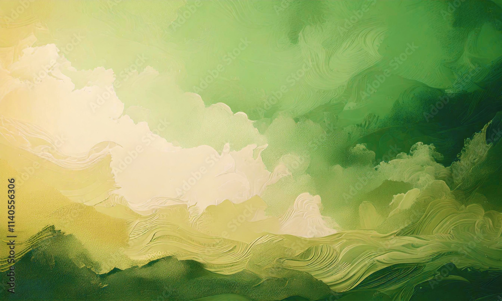 Fototapeta premium Abstract Green Yellow Waves Painting Texture