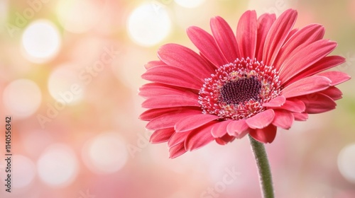 Delicate Pink Flower Blooming with Soft Background Bokeh Effect