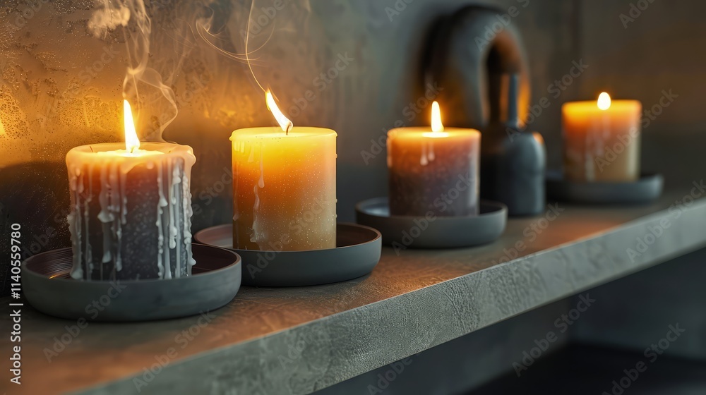 The soft glow of candles flickers gently on the table, casting warm light across the room. The soft glow of candles flickers gently on the table, casting warm light across the room.