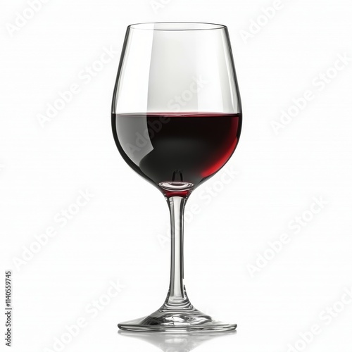 Elegant red wine glass filled with rich vintage wine on a plain background