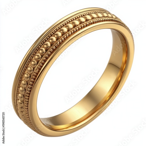 Elegant gold ring with intricate floral engravings and a small diamond accent...