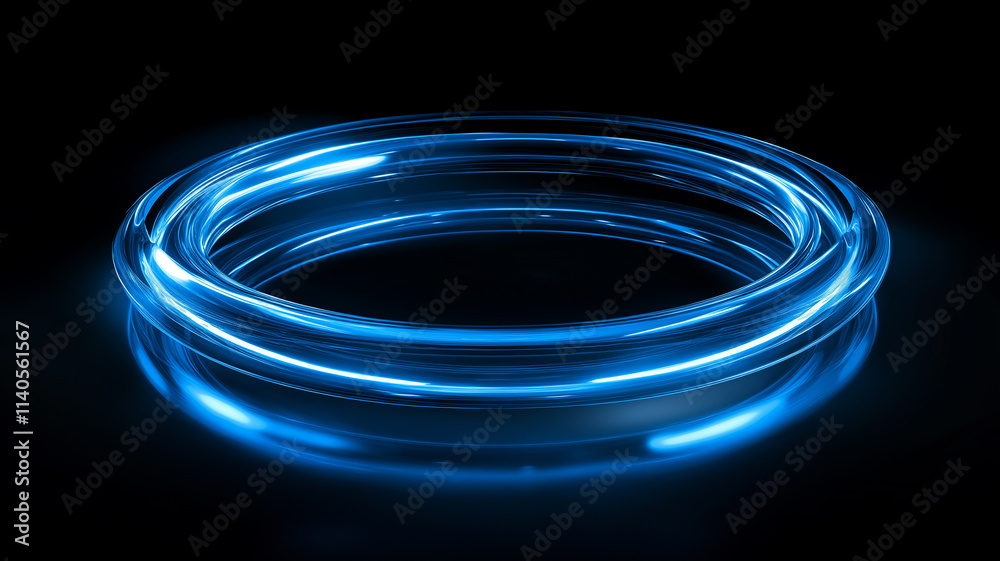 Abstract blue neon light circle. Concept of time travel, energy, and futuristic technology. Abstract blue neon light circle. Concept of time travel, energy, and futuristic technology.
