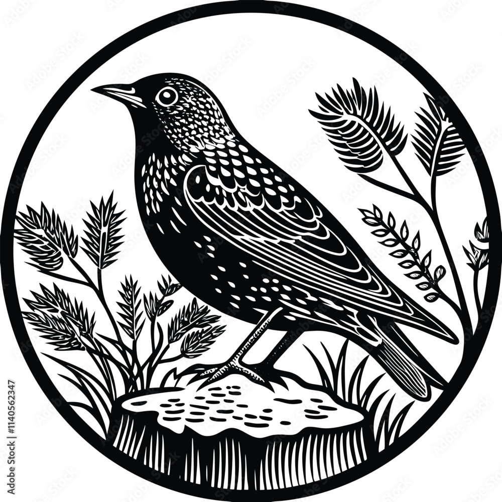 Obraz premium Martin vector silhouette, isolated white background