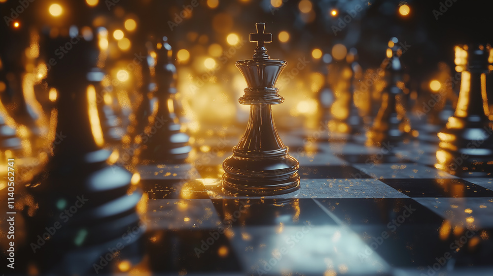 Chess king on chessboard. Concept of strategy, leadership, and victory. Chess king on chessboard. Concept of strategy, leadership, and victory.