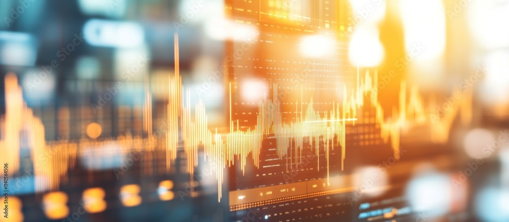 Obraz premium Abstract blurred financial data graph on screen.