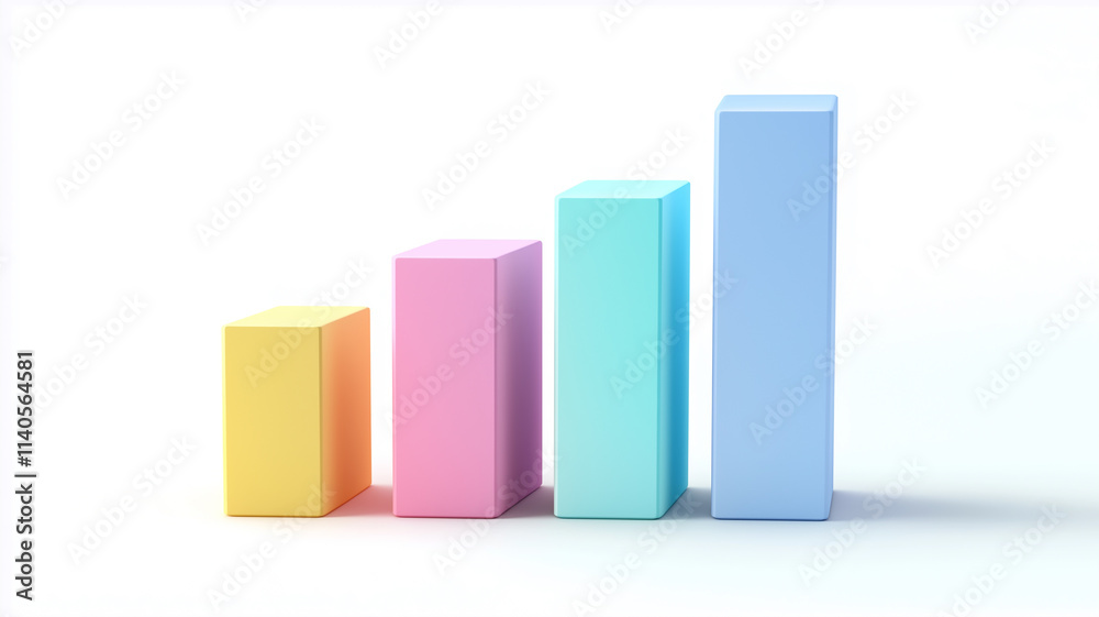 Pastel Color Bar Graph Chart Ascending. Concept of growth, success, and development. Pastel Color Bar Graph Chart Ascending. Concept of growth, success, and development.