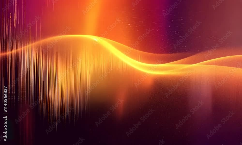 Surface brillante avec onde lumineuse et particules colorées en suspension, visuel abstrait et futuriste avec espace négatif copyspace pour design musical, interface digitale ou univers énergétique
