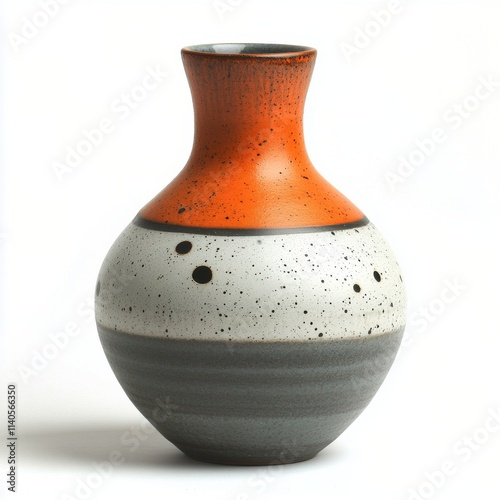 Elegant ceramic vase with unique speckled glaze design on a white background