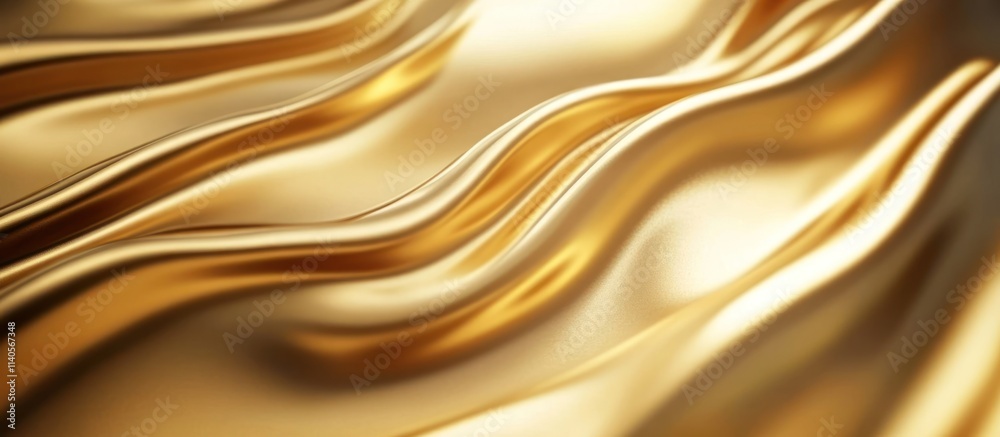 Fototapeta premium Abstract golden fabric waves, luxurious elegant background texture.