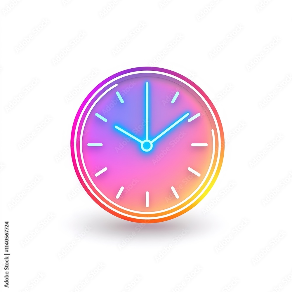 Colorful clock with a blue face and white hands showing the time as 10:30 Colorful clock with a blue face and white hands showing the time as 10:30