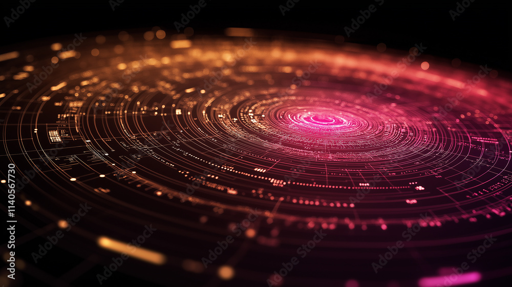 Fototapeta premium Abstract technology background with glowing circles. Concept of innovation, connection, and digital transformation.
