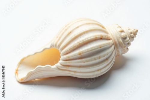 Razor shell with grooves on a white background, whiteshell, marine life