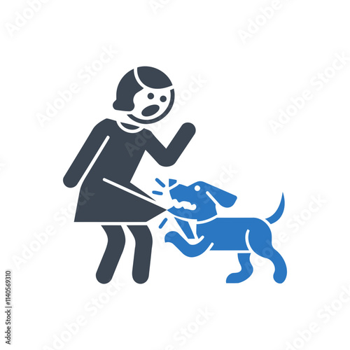 Dog Biting Woman Icon