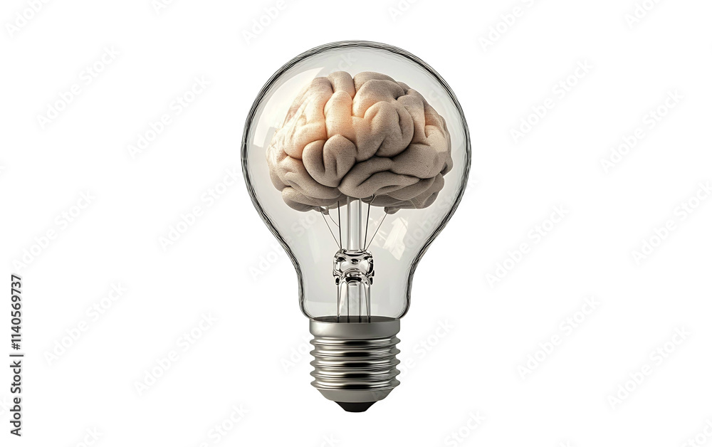 human brain with bulb human brain with bulb
