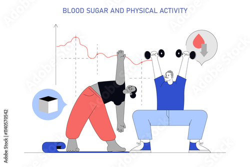 Blood Sugar Tracking. Flat Vector Illustration