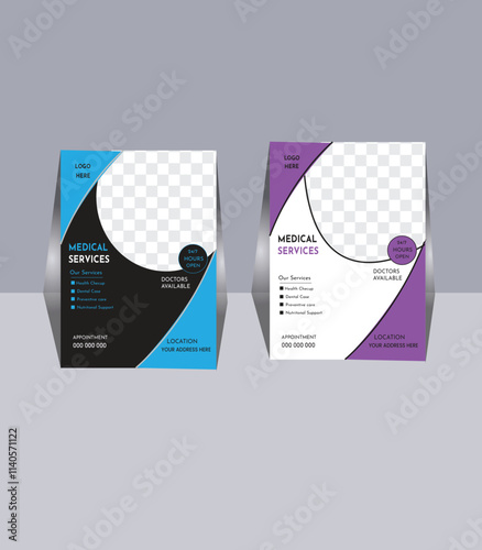 Medical flyer design template with standard color