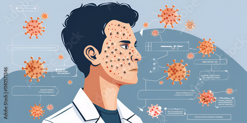 Illustration of Virus Spread and Human Disease Impact with Data Analysis Background