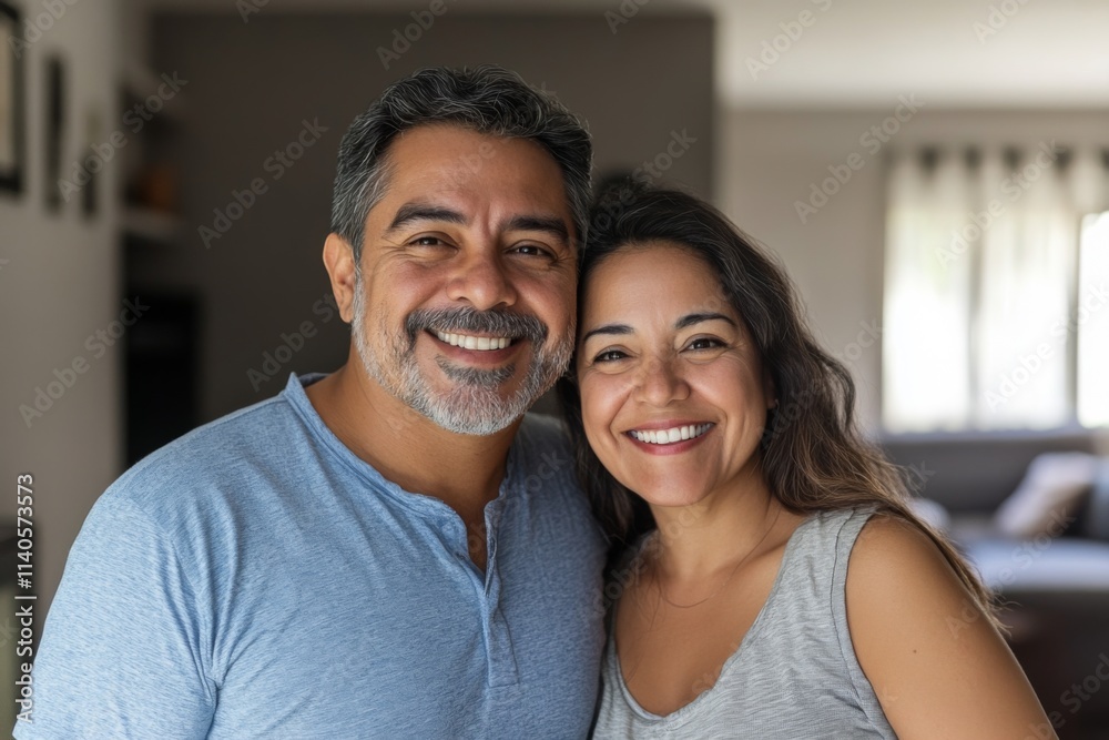 Portrait of a smiling middle aged couple in modern home Portrait of a smiling middle aged couple in modern home