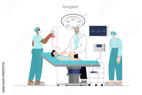 Pediatric Medical Appointment. Flat Vector Illustration